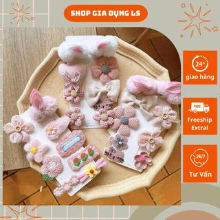 Set kẹp tóc 9 chi tiết hình thỏ siêu dễ thương cho bé