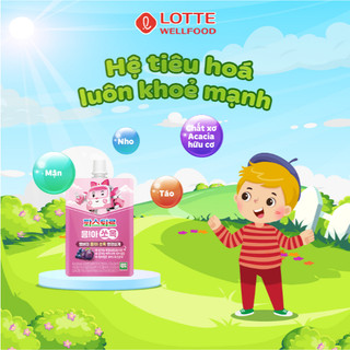 Nước ép hoa quả hữu cơ Mận, Nho và Táo Lotte cho bé từ 12 tháng tuổi ( 1 gói * 80ml) - màu hồng