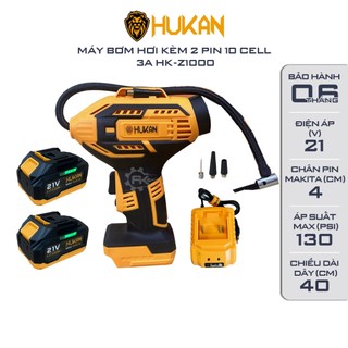 Máy bơm hơi pin HUKAN Z1000, Bơm lốp ô tô, xe đạp, xe máy, phao bơi, đệm khí, bóng, Kèm 3 đầu bơm