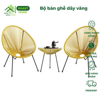 Bàn ghế ban công giả mây lõi thép dùng thư giãn trang trí phòng khách sân vườn caffe, decor khách sạn/ SmartHomes