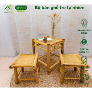 Bộ bàn ghế Ban công tre tự nhiên thư giãn gồm 2 ghế 1 bàn dùng trang trí sân vườn,decor quán cà phê nhà hàng /Smarthomes