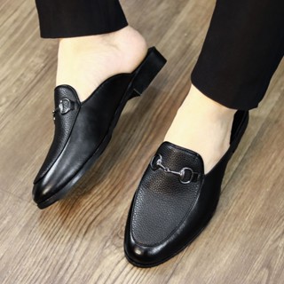  Giày sục nam công sở cao cấp Giầy lười hè thoáng khí dễ xỏ chân thiết kế đơn giản phối 2 loại da nổi bật RUNO G45 