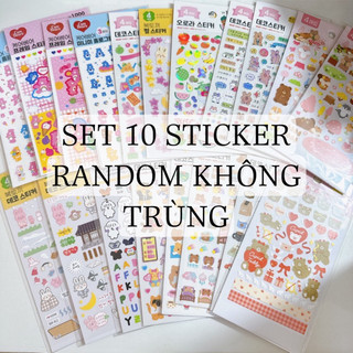 Combo 10 tấm sticker daiso hàn không trùng mẫu