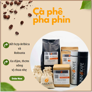 Cà phê nguyên chất Arabica & Robusta rang mộc, cafe pha phin INNOKAFE, 500g