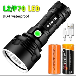 đèn pin siêu sáng P70 1800lm 26650 sạc USB chất liệu hợp kim tính năng chống thấm nước