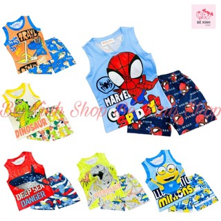 Bộ Quần Áo Ba Lỗ Cộc Tay Sát Nách Cho Bé Trai Đồ Bộ Mặc Nhà 3 Lỗ Hè Cho Bé Trai  Thun Lạnh Bé Xinh 3D THÔNG HƠI
