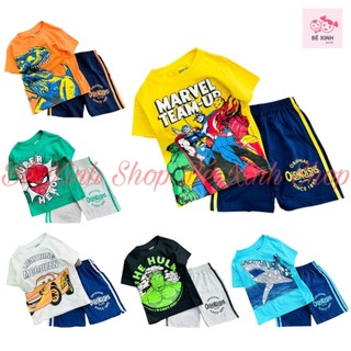 Đồ Bộ Quần Áo Ngắn Tay Khủng Long Cho Bé Trai Bộ Đồ Cộc Tay Siêu Nhân Cho Bé Trai Cotton 10-38KG Bé Xinh NHỆN XE KL