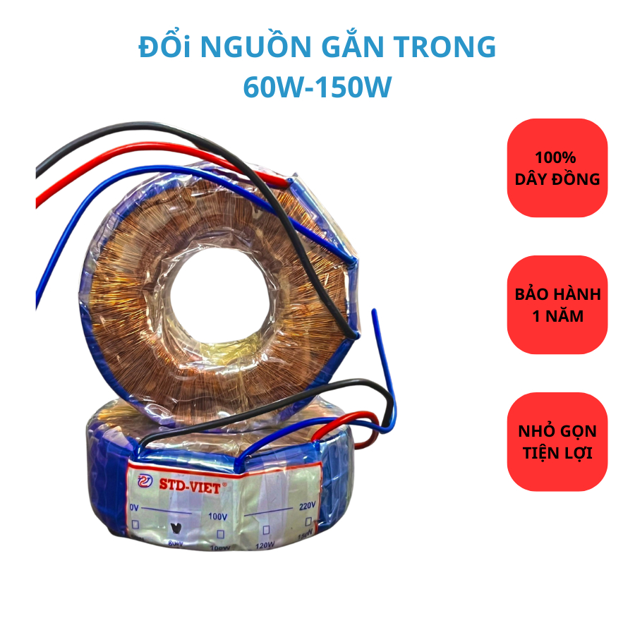 Bộ đổi nguồn gắn trong 220V sang 100V dây đồng 100% dùng cho quạt lọc khí nội địa Nhật công suất 60W