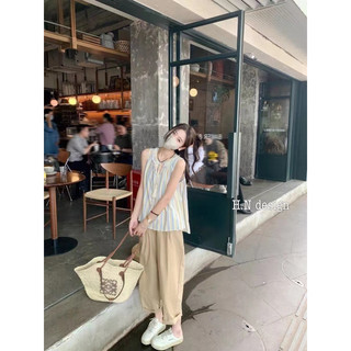 Set bộ áo đũi kẻ mix quần baggy thô