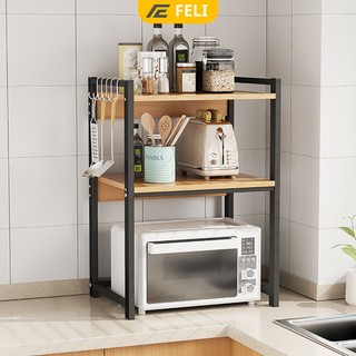 Kệ nhà bếp đa năng, kệ để lò vi sóng, nồi chiên không dầu, khung thép mặt gỗ  MDF - FELI GM129
