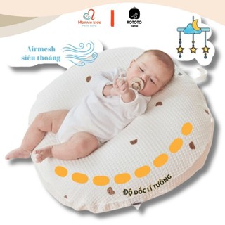 Gối chống trào ngược Rototo Bebe Airmesh cho bé 70x70cm, gối chống trào em bé Hàn Quốc - Monnie Kids