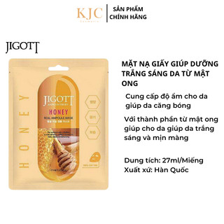 Mặt Nạ Giấy Dưỡng Trắng Sáng Da Tinh Chất Mật Ong (10 Miếng) - JIGOTT HONEY REAL AMPOULE MASK