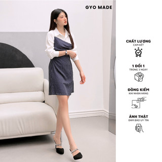 Đầm nữ sọc xanh GYOMADE® công sở thanh lịch