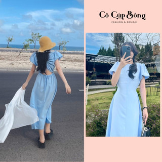 [TẶNG ÁO THUN] 𝐋𝐄𝐗𝐘 𝐃𝐑𝐄𝐒𝐒 | Đầm dài hở lưng trẻ trung năng động dễ thương  | Cô Cúp Bông