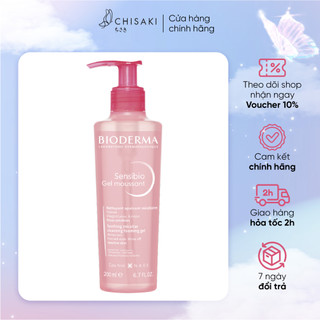 Gel rửa mặt tạo bọt cho da nhạy cảm bioderma sensibio gel moussant 200ml