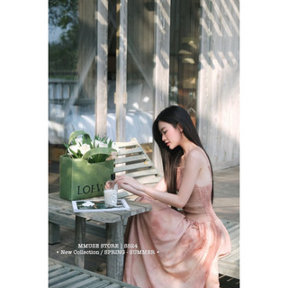 Đầm maxi dây yếm chun lụa loang siêu xinh