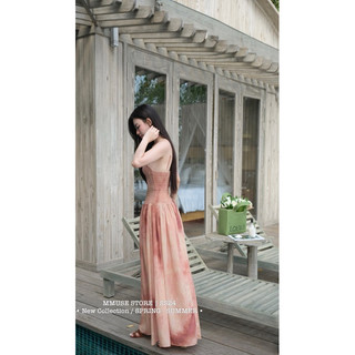 Đầm maxi dây yếm chun lụa loang siêu xinh