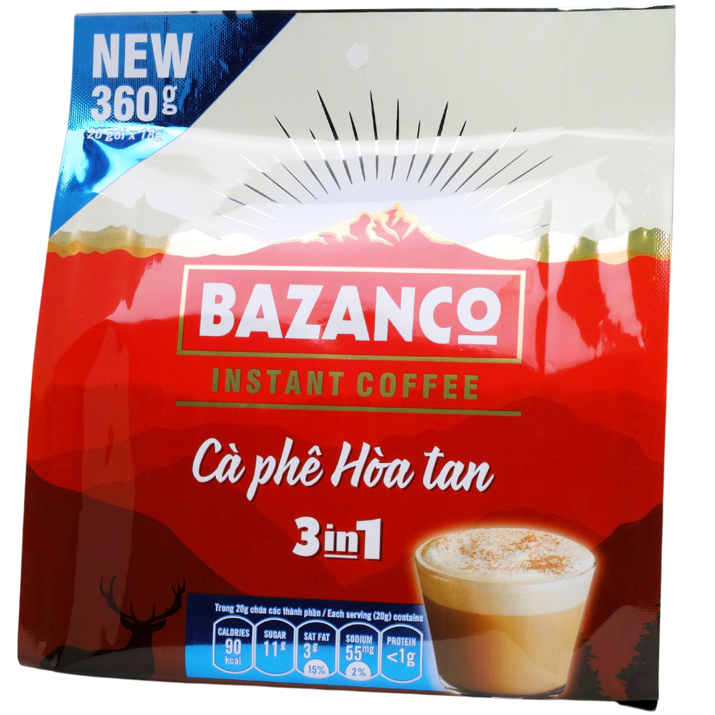 Cà Phê Hòa Tan Bazanco [Gói 360g] Cà Phê 3in1