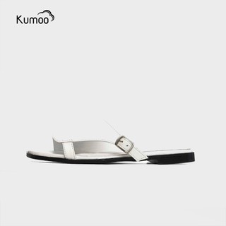 Dép Quai Ngang KUMOO Màu Trắng SD-KUMO-001 Da Thật Nappa Độc Đáo Thời Trang Cá Tính Ngày Hè Năng Động
