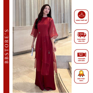 Set áo dài thêu hoa tay lỡ bbstore's -k2836