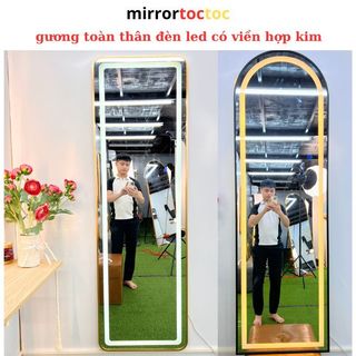 Gương toàn thân treo tường, Gương đèn led có viền hợp kim mẫu mã kiểu dáng tùy chọn cho phòng thay đồ trang trí salon