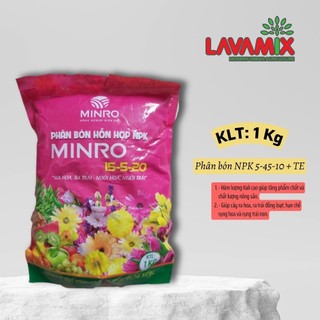 Phân Bón NPK Minro 15-5-20 + TE | gói 1kg - Giúp cây ra hoa, đậu trái, nuôi hoa, nuôi trái tốt | Green House