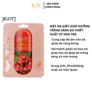 Mặt Nạ Giấy Dưỡng Trắng Sáng Da Từ Hoa Trà (10 Miếng) - JIGOTT CAMELLIA REAL AMPOULE MASK