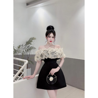 Váy trễ vai bèo bồng bềnh kèm tag đá e401