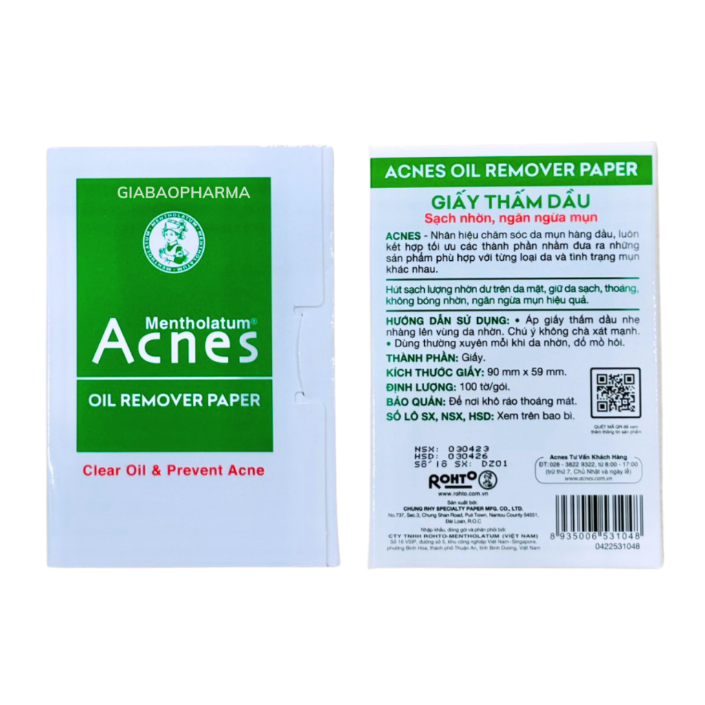 Giấy thấm dầu Acnes Oil Remover Paper (100 tờ)