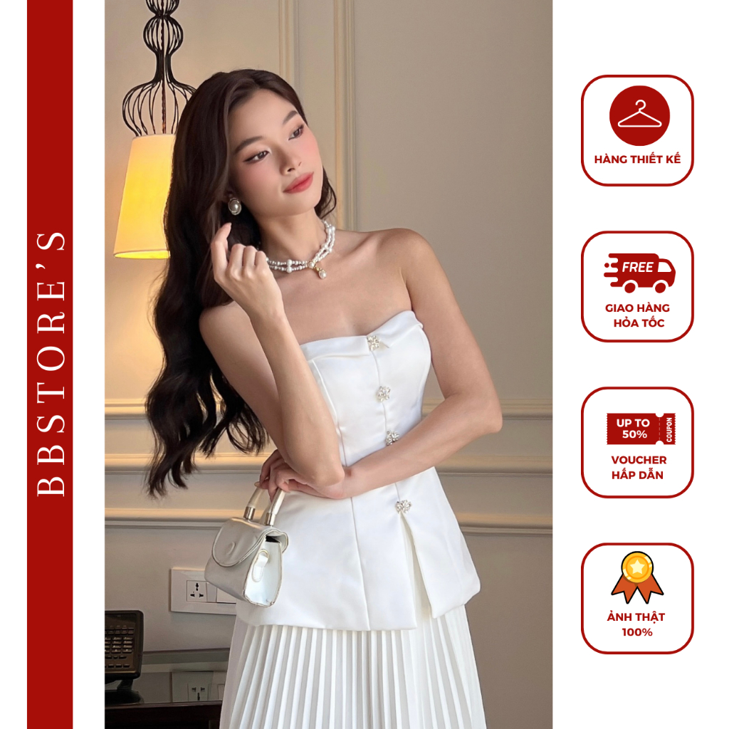 Áo Peplum Cúp Ngực Xẻ Tà Trước Phối Tag Đá Sang Trọng BBSTORE'S -A2607