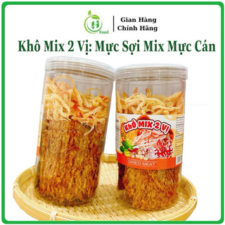 Khô mực mix 2 vị mực sợi mix mực cán hũ 300gr