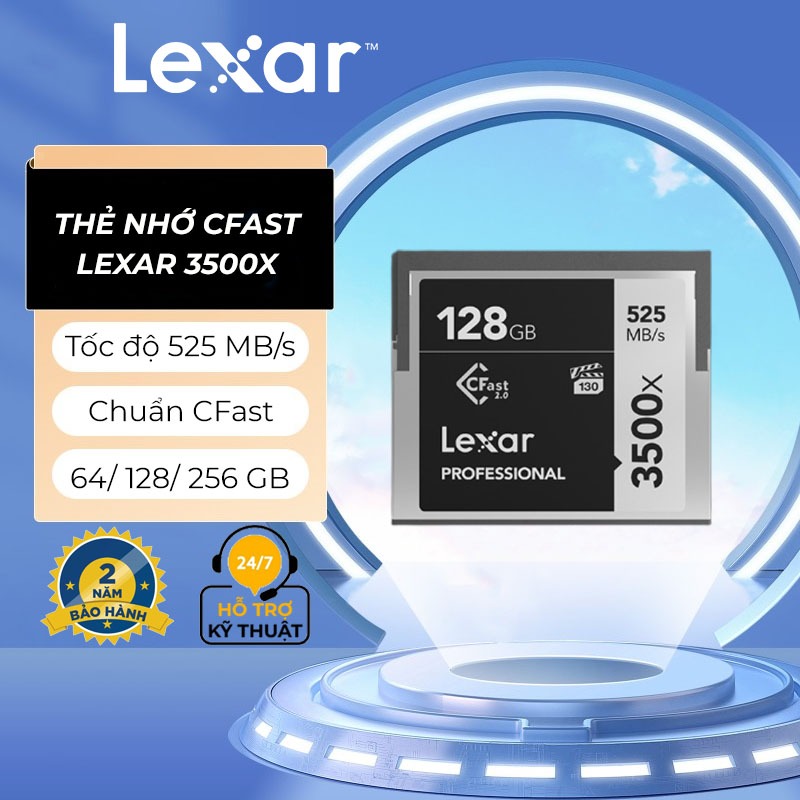 Thẻ nhớ máy ảnh/ máy quay Lexar CFast 3500x 64GB/ 128GB/ 256GB, quay video 4K, tốc độ đọc 525MB/s