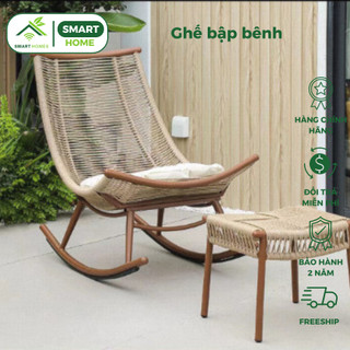 Ghế đế vương bập bênh thư giãn ngoài trời giả mây lõi thép cao cấp SmartHomes decor sân vườn, quán cafe/HCM/HN