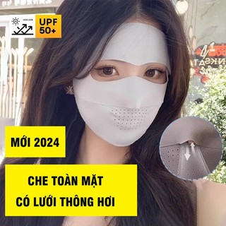  Khẩu trang che kín mặt có lưới thông hơi chống nắng upf50+, tia uv cao cấp, vải lụa lạnh thoáng mát mùa hè nam nữ