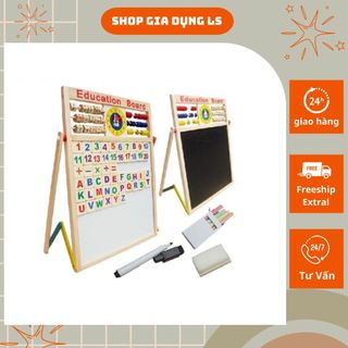 Bảng học chữ nam châm cho bé, bảng ghép chữ cái và số 2 mặt đa năng bằng gỗ