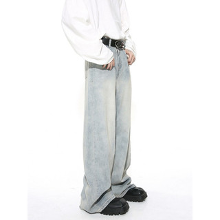 Quần Jeans Nam Nữ Ống Siêu Rộng, Màu Xanh Bạc