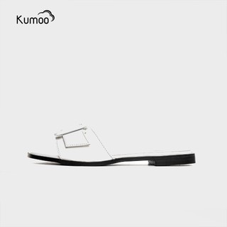 Dép Quai Ngang KUMOO Eli Sandal Màu Trắng SD-KUMO-002 Da Thật Nappa Thời Trang Cá Tính