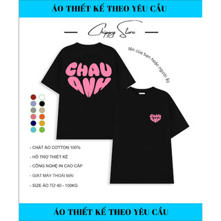[ÁO IN THEO YÊU CẦU] Áo cotton 100% nhật in tên hình trái tim theo yêu cầu