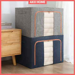 Túi Đựng Quần Áo Khung Thép, Vải Lanh Cao Cấp, Nhiều Dung Tích 24L-66L-100L Akii Home TD29