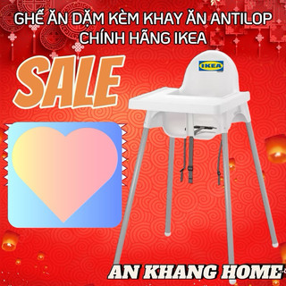 Ghế ăn dặm cho bé ANTILOP chính hãng IKEA THỤY ĐIỂN  nhựa an toàn cao cấp , đầy đủ phụ kiện sẵn 3 màu trắng , xanh ,hồng