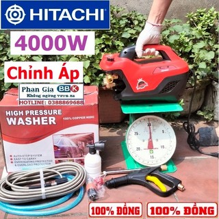 Máy Rửa Xe HITACHI 4000W có Chỉnh Áp, Máy Xịt Rửa Gia Đình, Lõi Đồng 100%, Động cơ từ không chổi than, BH 1 Năm