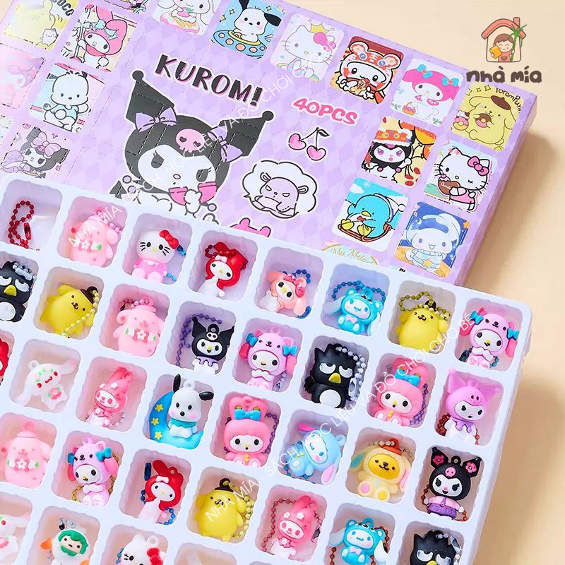 Hidden box 40 ô móc khoá Noel labubu capybara Kurumi, Blind box hộp mù móc khoá đếm ngược quà tặng g