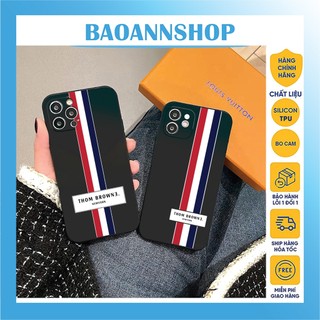 Ốp lưng iphone Sọc Màu Thom Brown may mắn cạnh vuông chống sốc bảo vệ camera  7plus/8plus/xs/xsmax/11/12/13/pro/promax