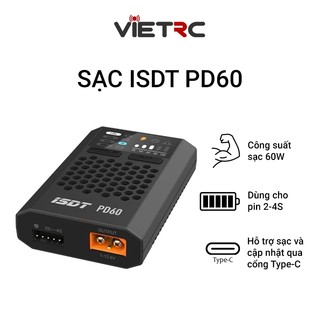 Sạc ISDT PD60 60W 6A cho pin LiFe, LiHV, LiPo 1-4S, NiMH/Cd 1-12S