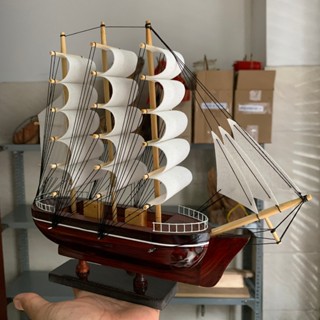 [Dài 25cm - Giao hàng nguyên chiếc] Mô hình tàu thuyền gỗ trang trí nhà cửa - tàu gỗ phong thủy thuận buồm xuôi gió
