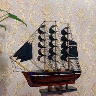 [Dài 25cm Buồm Đen - Giao hàng nguyên chiếc] Mô hình tàu thuyền gỗ trang trí nhà cửa - tàu gỗ phong thủy trang trí