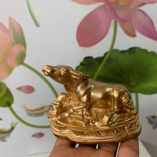 [Trâu phong thủy] Tượng linh vật phong thủy con Trâu trang trí phong thủy bàn làm việc  - Cao 8cm - Màu nhũ đồng