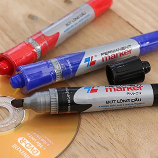 Bút lông dầu pm09 thiên long 3 màu xanh đen đỏ không xóa được