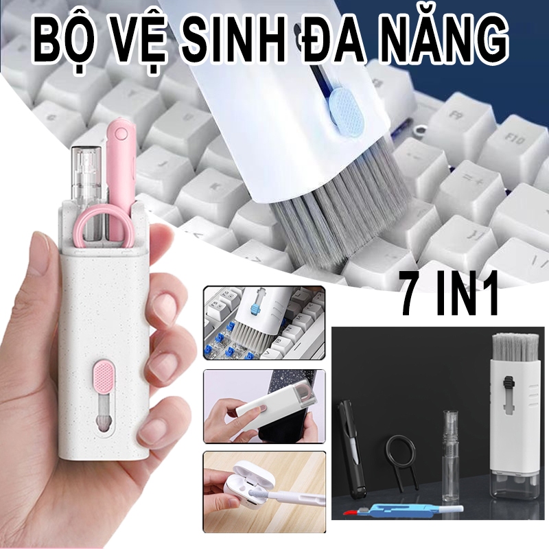 Bộ vệ sinh đa năng 7 IN 1 Chổi vệ sinh bàn phím Dụng cụ vệ sinh laptop Bộ vệ sinh bàn phím