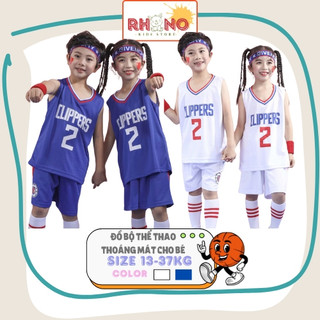 [ VIDEO] Bộ quần áo bé trai thể thao chất liệu thông hơi đục lỗ thoáng mát phong cách  bóng rổ Mỹ LOS ANGELES CLIPPERS
